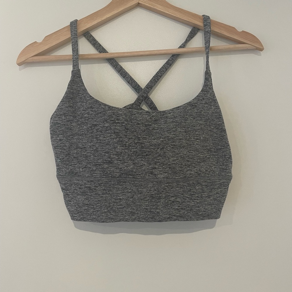 Vuori Gray Sports Bra with Crossed Straps